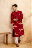 Embroidered Silk Blend Kurta For Man