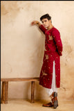 Embroidered Silk Blend Kurta For Man
