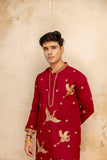 Embroidered Silk Blend Kurta For Man