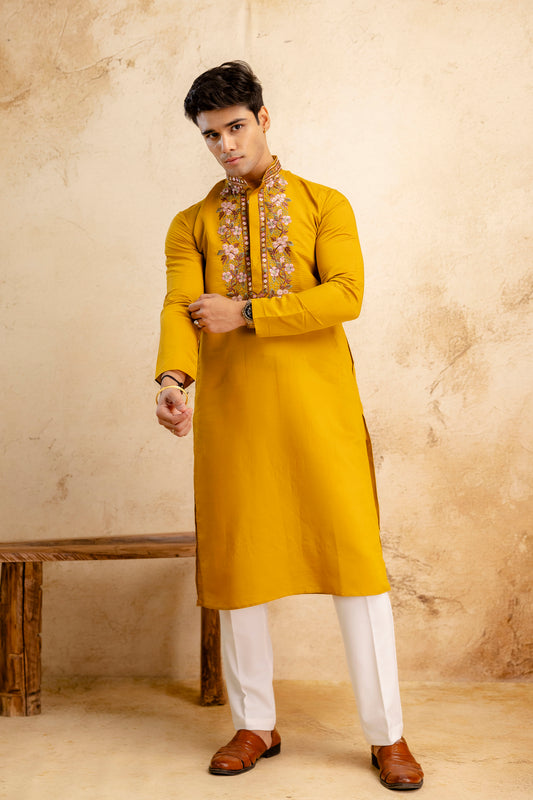 EMBROIDERED & SEQUIN KURTA WITH NEAK WORK