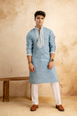 EMBROIDERED & SEQUIN KURTA WITH NECK