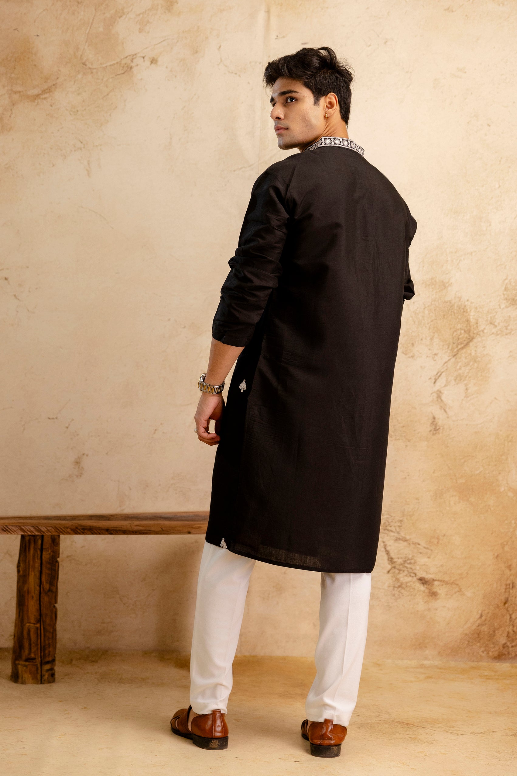 Embroidery Work Silk Kurta For Man