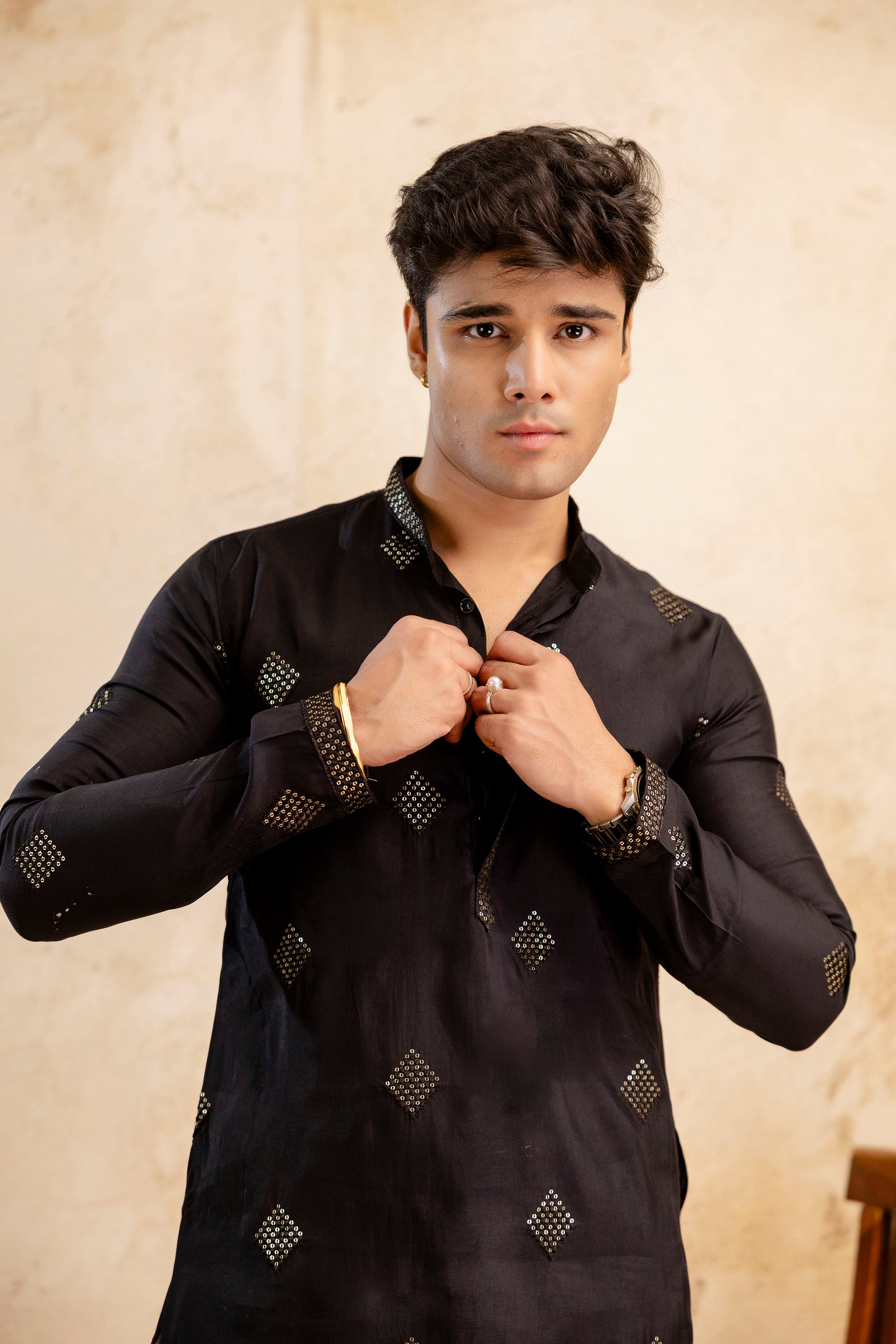 Embroidery Work Silk Kurta For Man