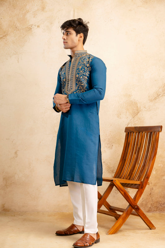EMBROIDERED & SEQUIN KURTA WITH NEAK WORK