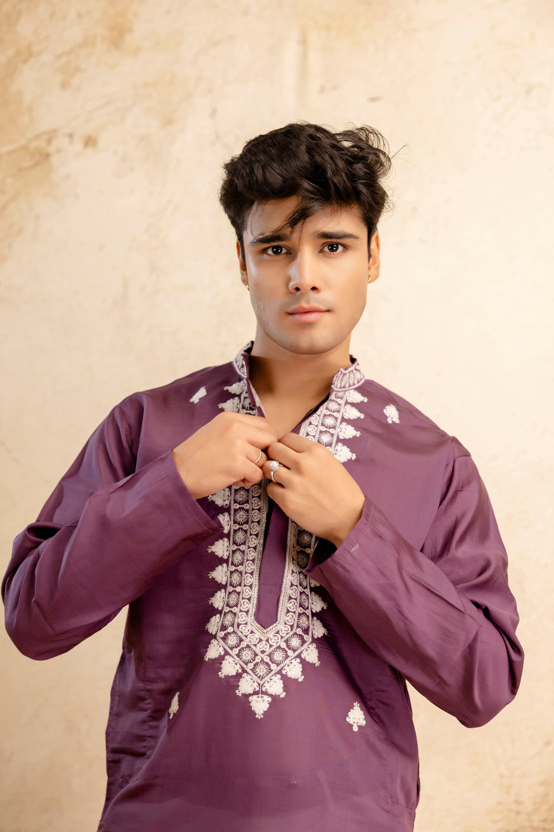 Embroidery Work Silk Kurta For Man