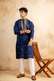 Embroidery Blue Silk Kurta For Man
