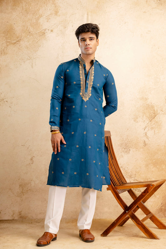 Embroidery Silk Kurta For Man
