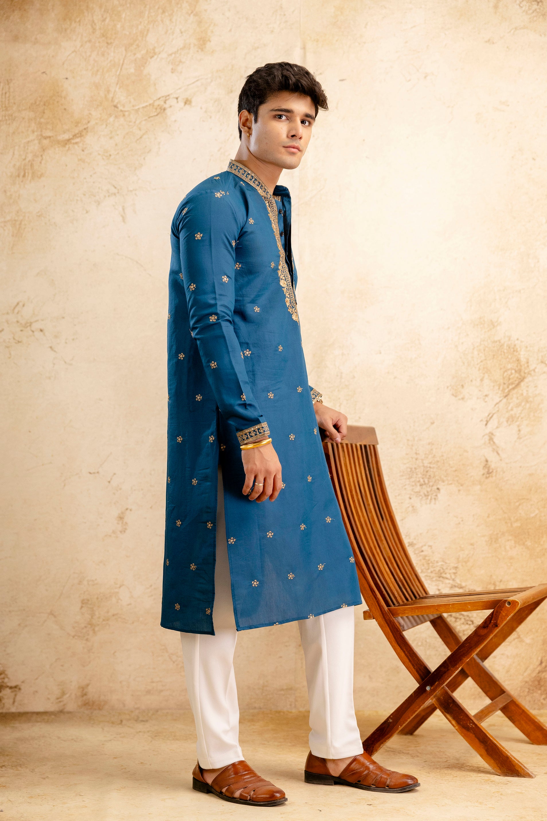 Embroidery Silk Kurta For Man