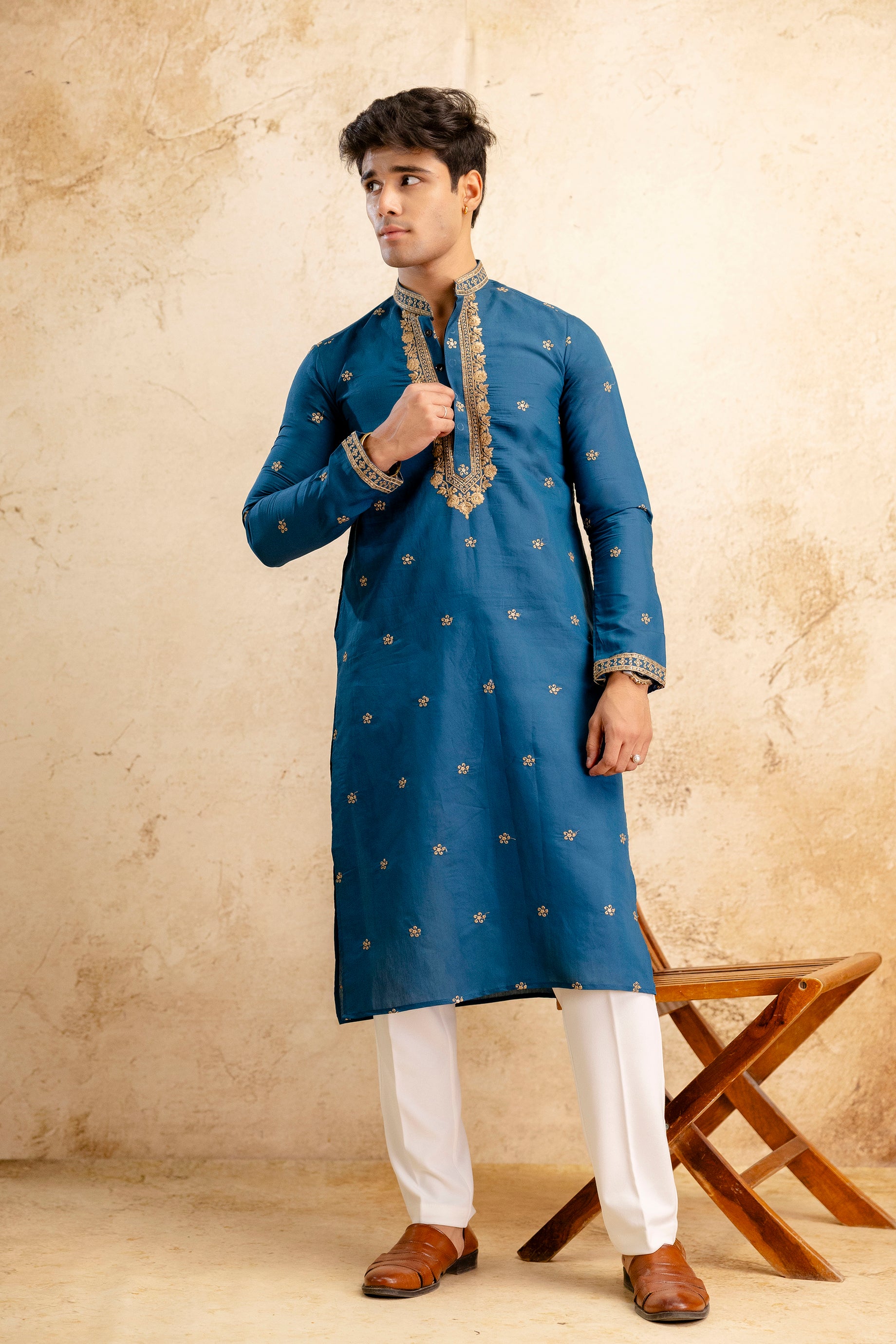 Embroidery Silk Kurta For Man