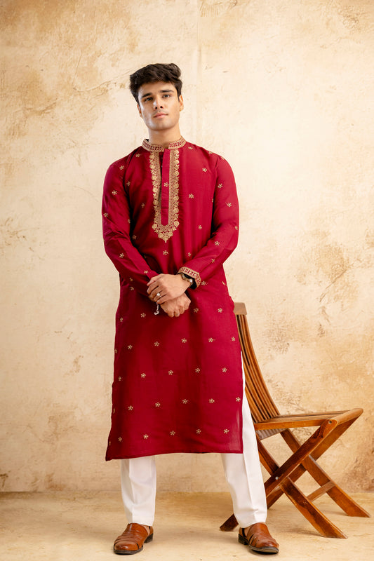 Embroidery Silk Kurta For Man