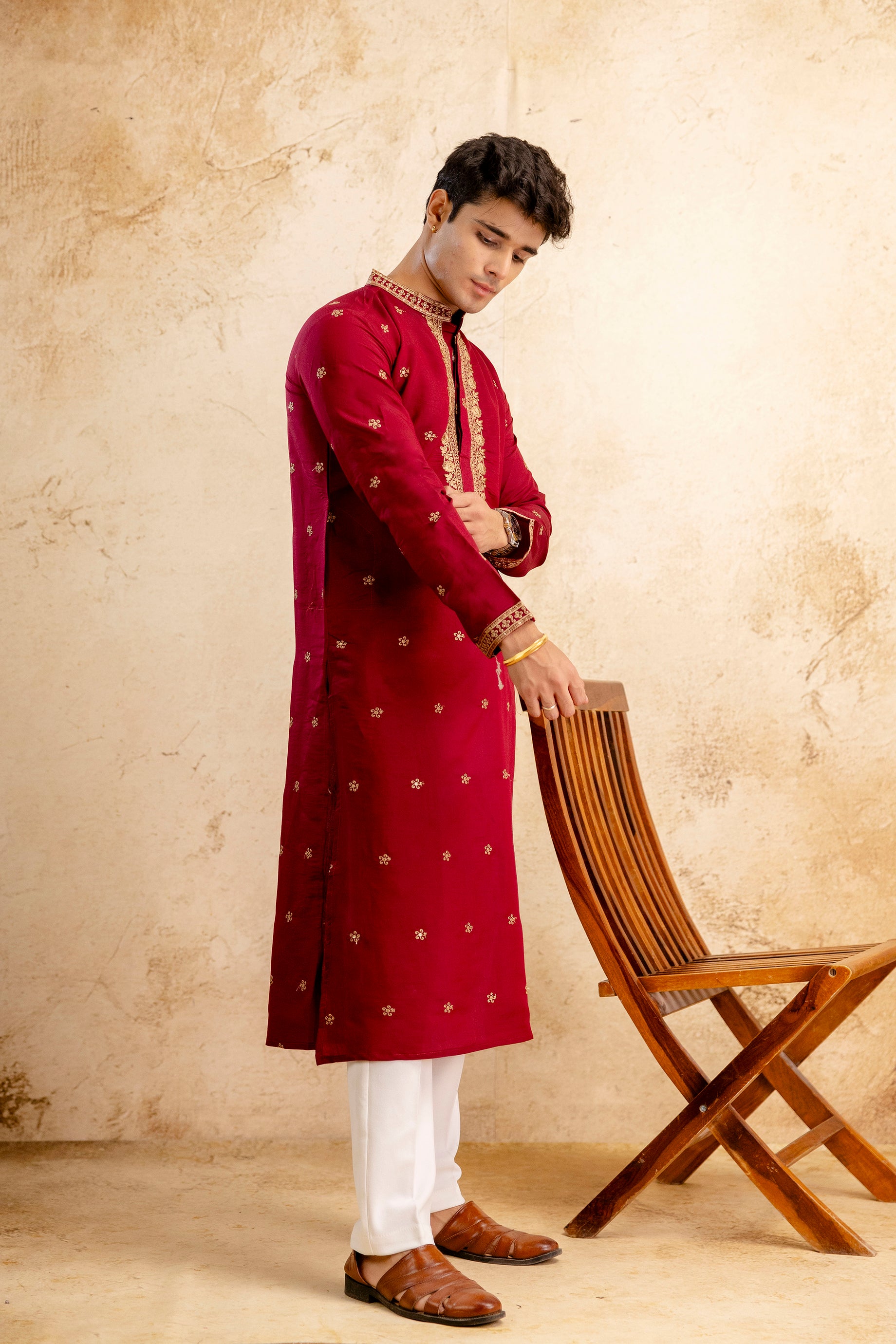 Embroidery Silk Kurta For Man