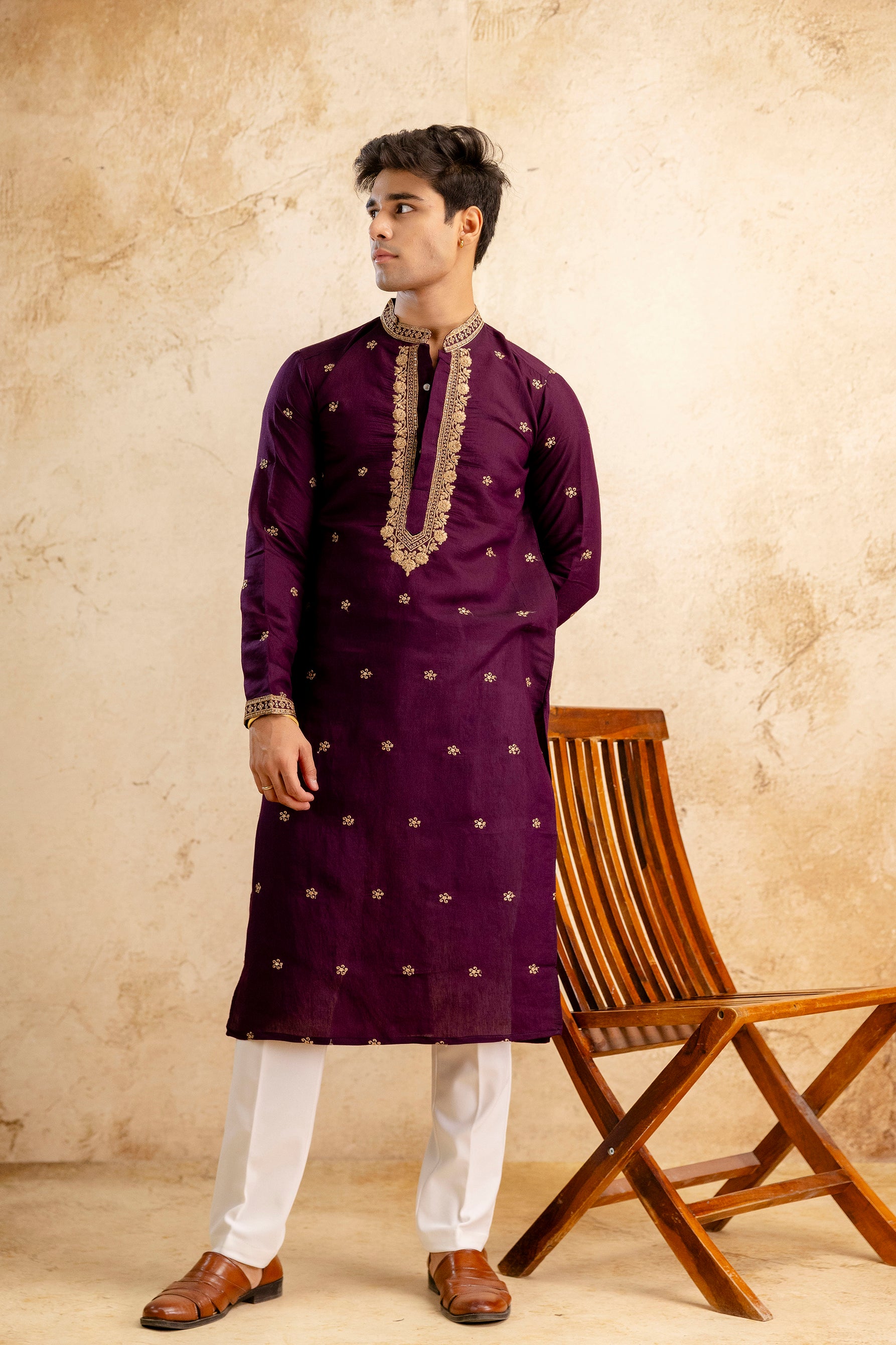 Embroidery Silk Kurta For Man