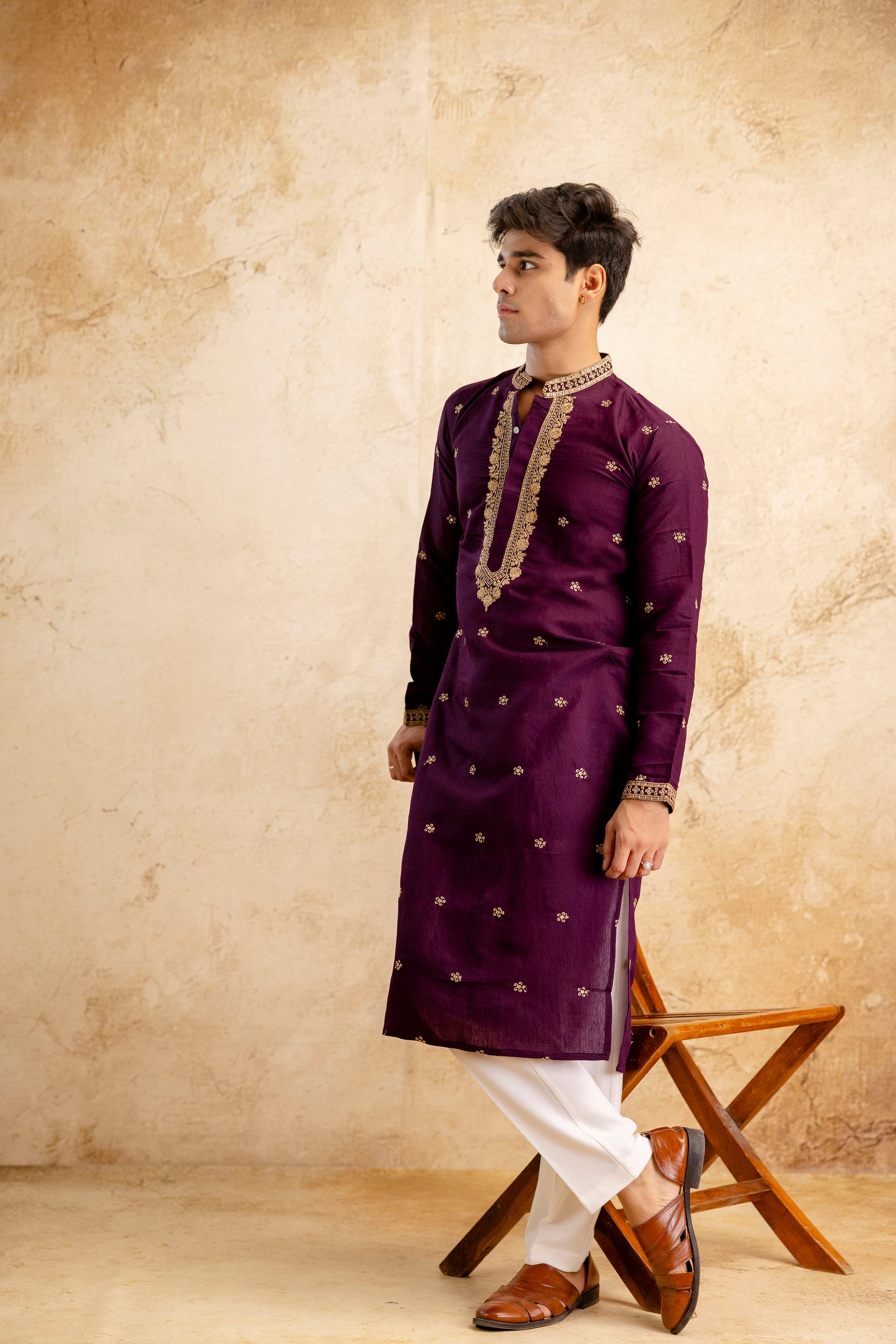 Embroidery Silk Kurta For Man