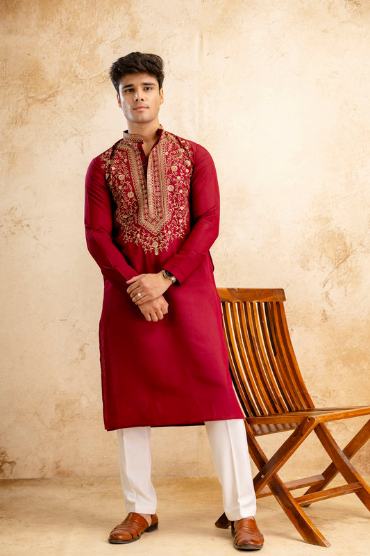 EMBROIDERED & SEQUIN KURTA  WITH NEAK WORK