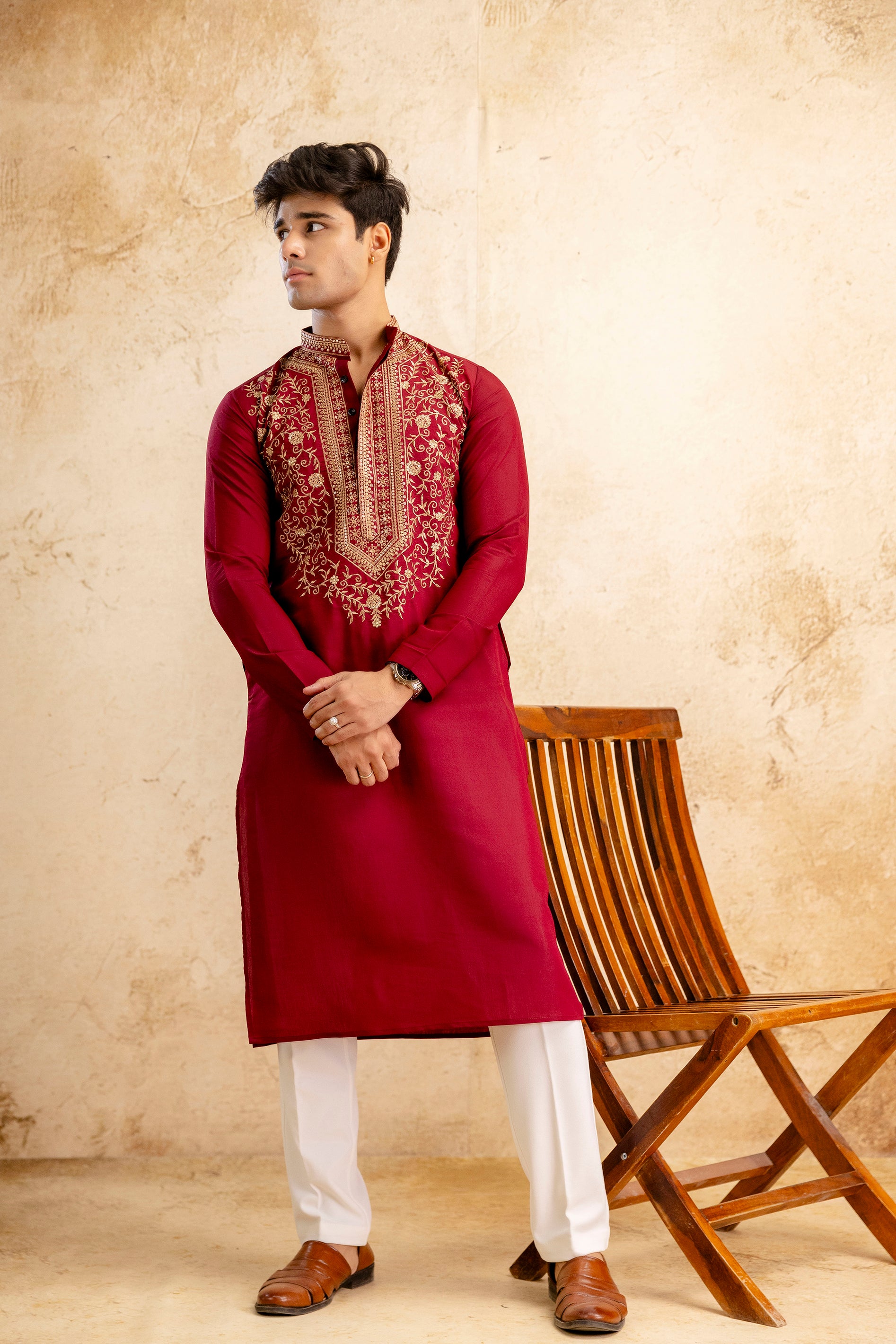 EMBROIDERED & SEQUIN KURTA  WITH NEAK WORK
