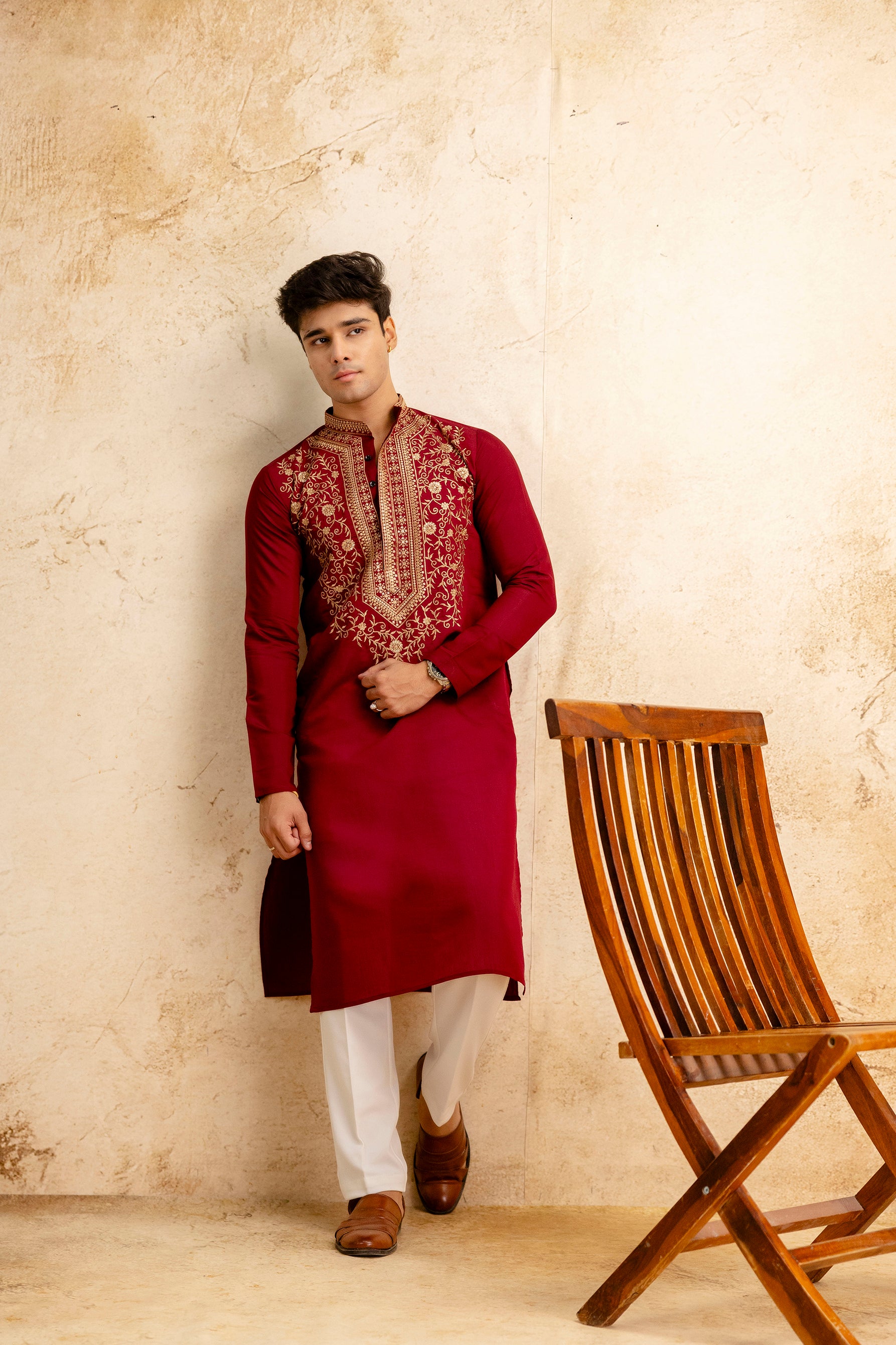 EMBROIDERED & SEQUIN KURTA  WITH NEAK WORK