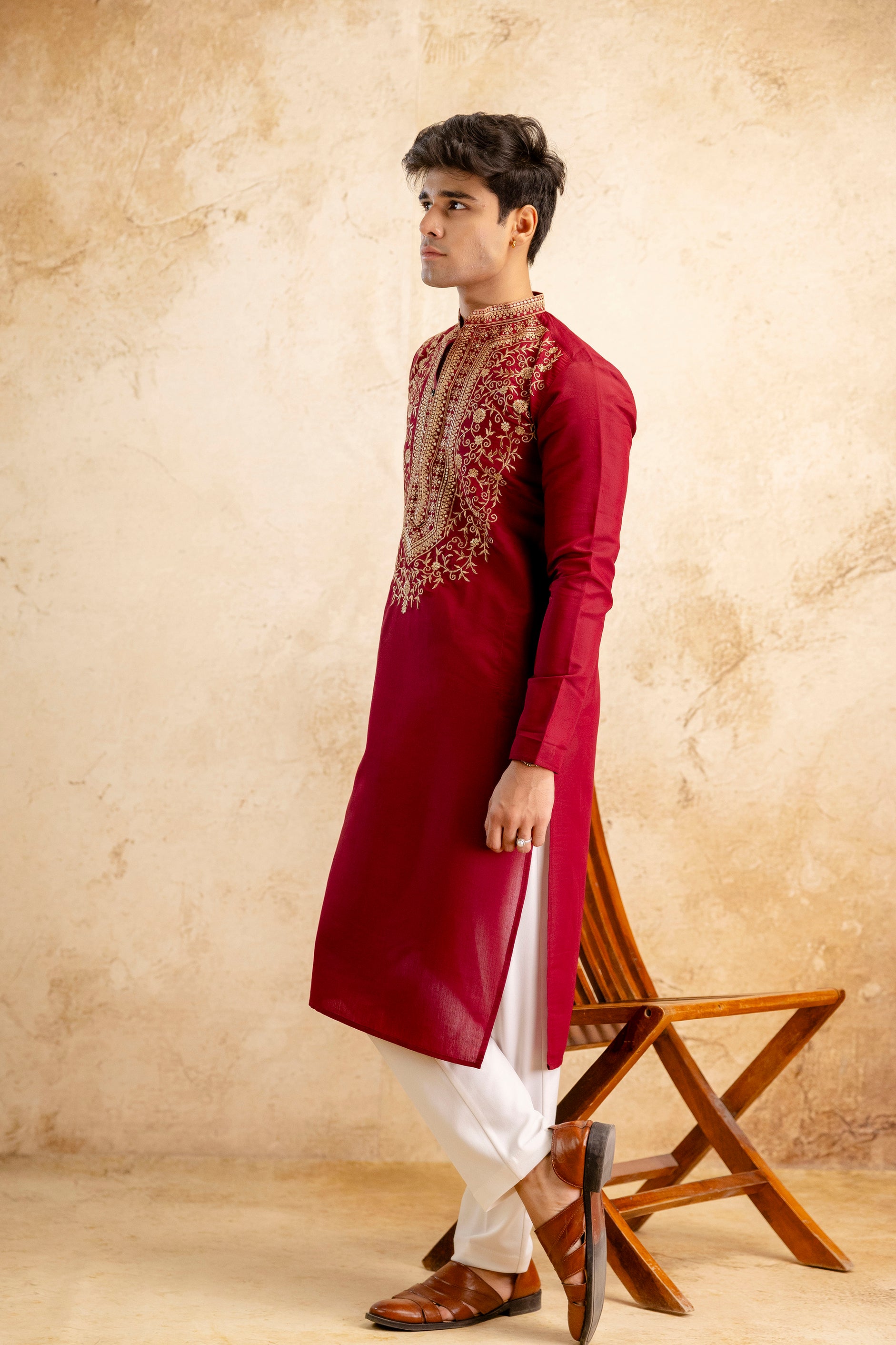 EMBROIDERED & SEQUIN KURTA  WITH NEAK WORK