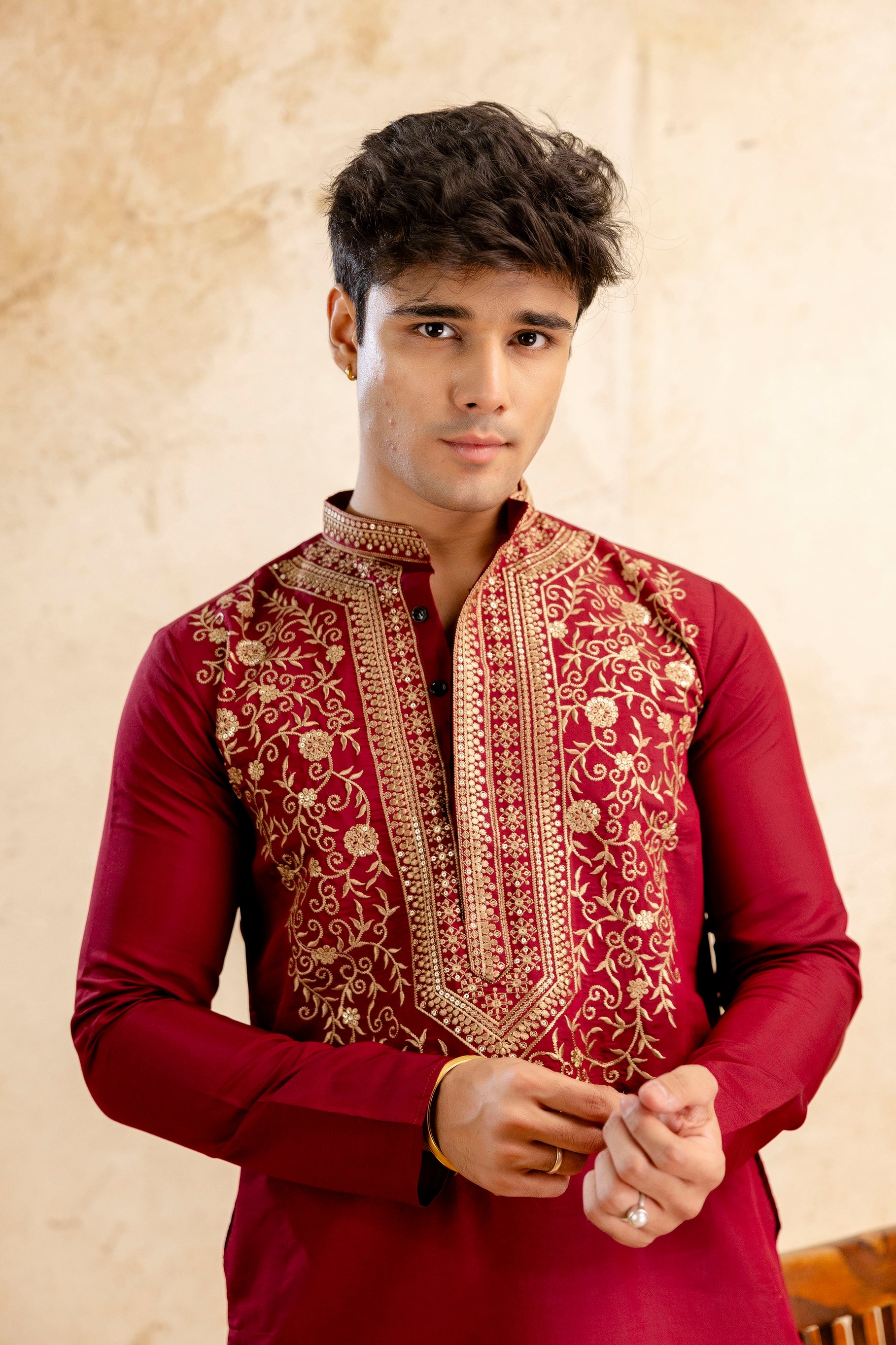 EMBROIDERED & SEQUIN KURTA  WITH NEAK WORK