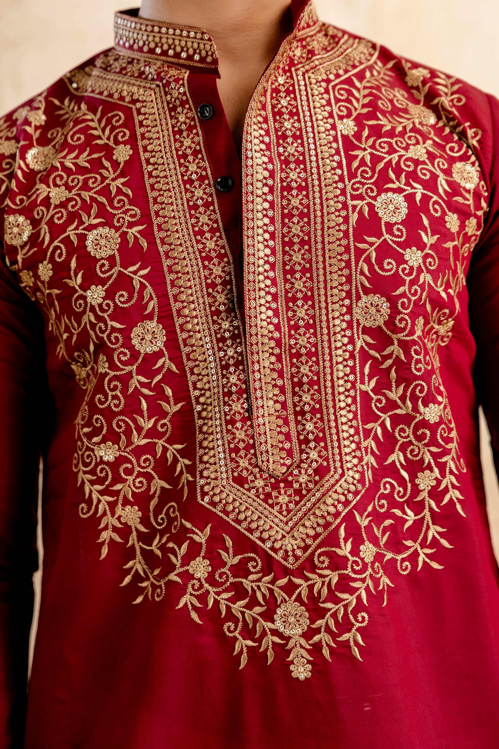 EMBROIDERED & SEQUIN KURTA  WITH NEAK WORK