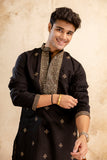 Embroidery Black Silk Kurta For Man