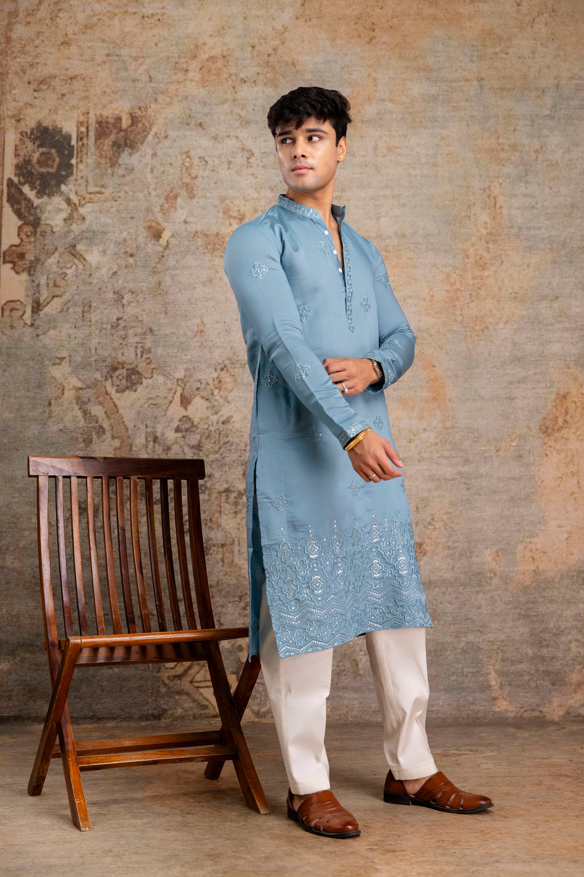 Embroidery Silk Kurta For Man