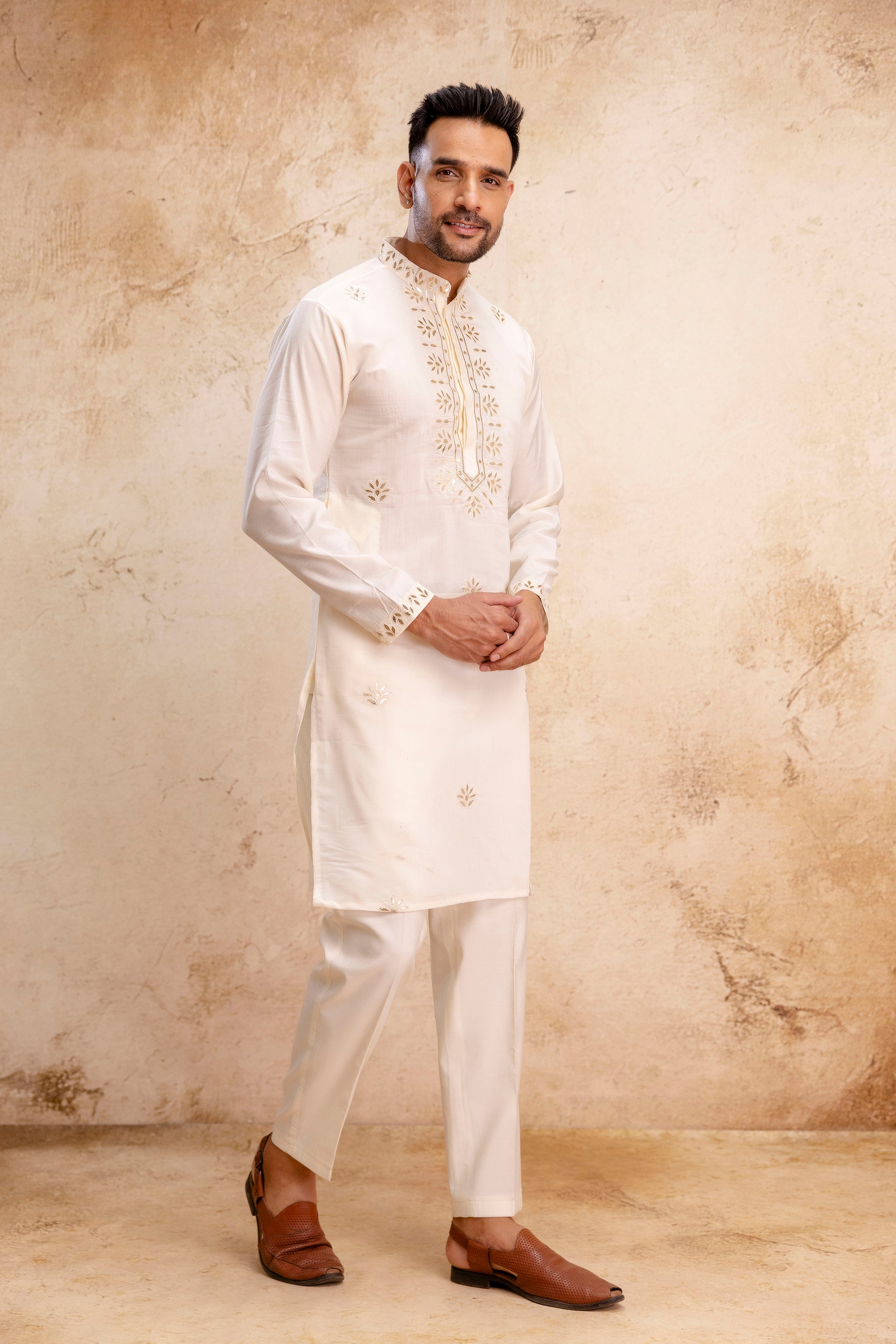 EMBROIDERED & SEQUIN KURTA WITH FOIL WORK